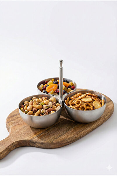 Maglor وعاء تقديم فاخر من الفولاذ المقاوم للصدأ بثلاثة أقسام، وعاء للوجبات ال...