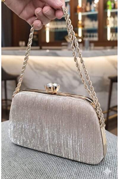 ÇANTAM GELSİN Γυναικεία Ασημένια Κρυστάλλινη Μεγάλη Πέτρα Βραδινή Τσάντα Φόρε...