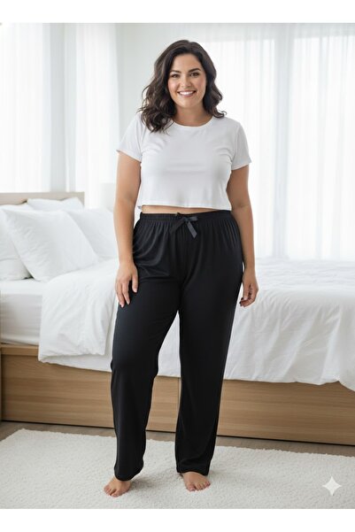 Lady Queen بنطلون بيجامة من الخيزران والليكرا والفسكوز مقاس كبير