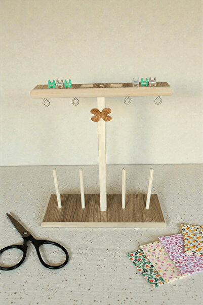 iDekor Ahşap Dikiş İplik Düzenleyici Sehpa – 4 Bobin Kapasiteli İplik Sehpası...