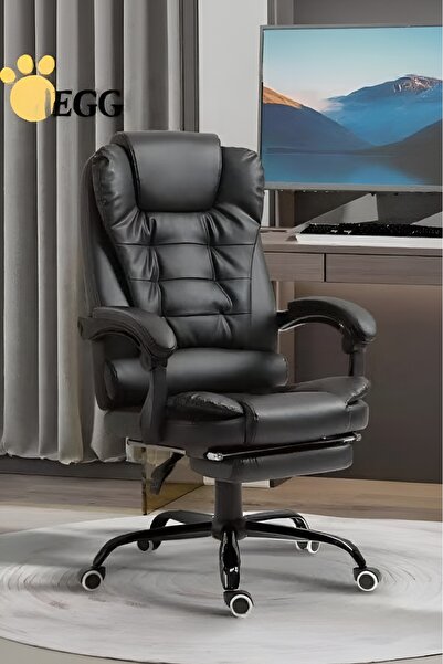EGG كرسي مكتب كمبيوتر مريح، مصنوع من جلد صناعي، دوار، ظهر مرتفع، مناسب للمكتب...