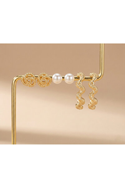 Candy مجموعة أقراط من اللؤلؤ بنمط الثعبان