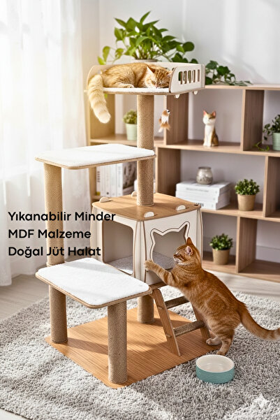 Patihomes Pro Katlı Kedi Tırmalama Oyun Evi Xl Yataklı - Kedi Tırmalama Tahtası