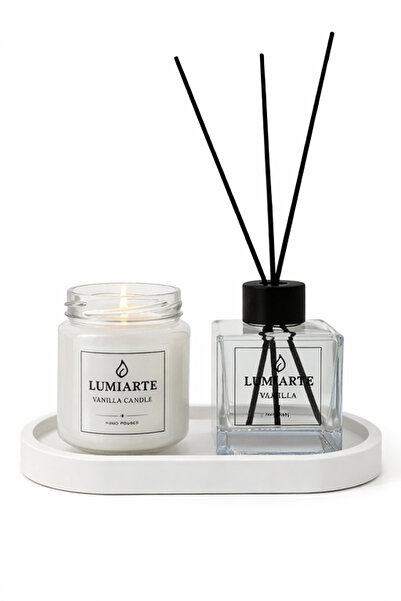 Lumiarte Vanilya Çubuklu Oda Kokusu Difüzör 100 ml + Vanilya Cam Kavanoz Mum ...