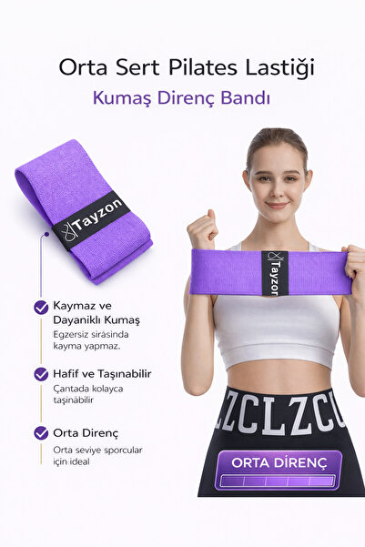Tayzon Dayanıklı Loop Band Orta Sert Direnç Lastiği Pilates Lastiği Yoga Band Fitness Lastiği Squat Lastiği