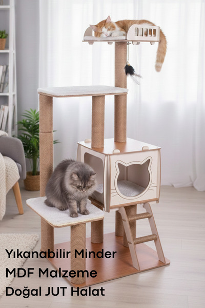 Patihomes منزل للقطط مقاس Xl - خدش للقطط باللون البيج