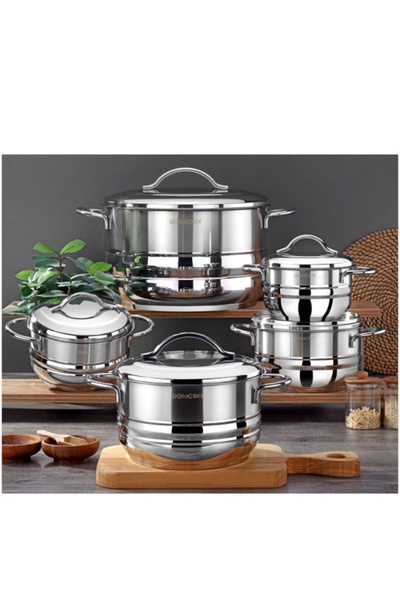 Bonera 10-piece Turkish stainless steel cookware set, Modena