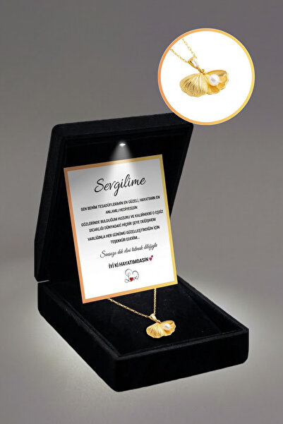 ganispe "Sevgilime" Özel İnci İstiridye Çelik Kolye | Işıklı Premium Kutuda |...