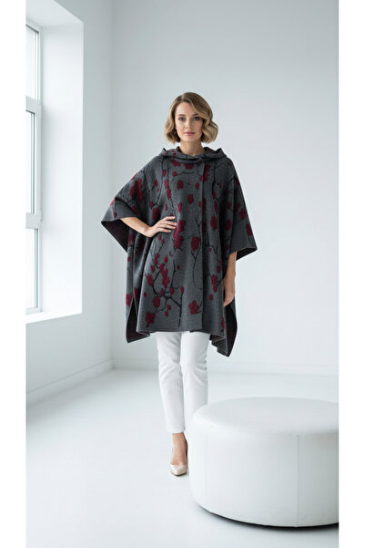 Uludağ Triko Füme Kabartmalı Kapşonlu Kepenek