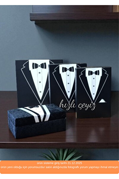 Hızlı Çeyiz Damat Bohça Çeyiz 3 Lü Kutu Seti Ve Ahşap Sandıklı Set