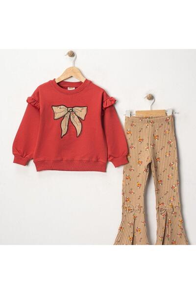 DECO Fiyonk Nakışlı Kız Çocuk Takım