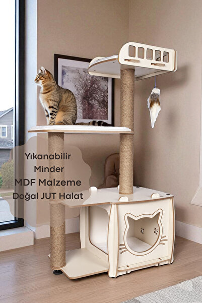Patihomes Katlı Yataklı Kedi Tırmalama Ve Oyun Evi Kedi Tırmalama Tahtası