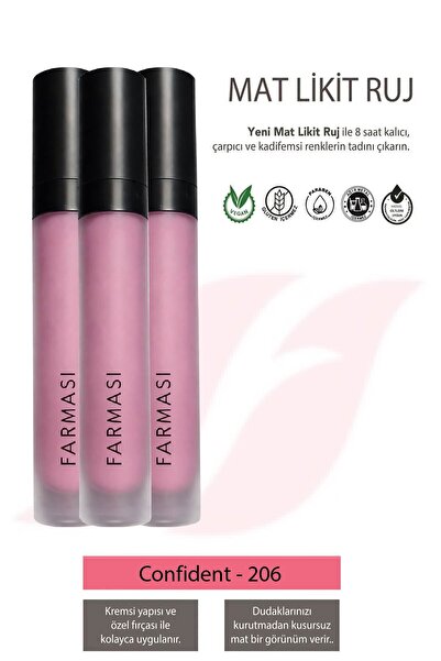 Farmasi Mat Likit Ruj 206 Confident 4 ml - 3 Adet