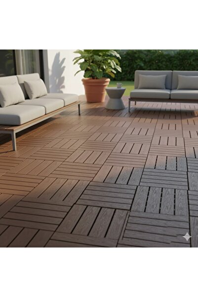 co arma طقم بلاط أرضيات من البلاستيكي 30*30 مكون من 9 قطع لتزين الممرات والاسطح والحدائق بني