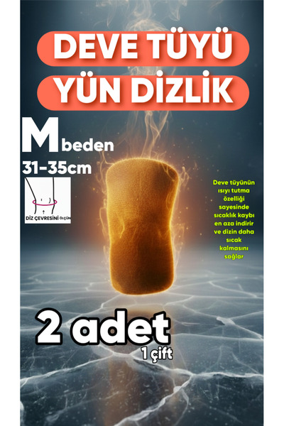 Veltomed Deve Tüyü Yün Dizlik Isıtır Sıcak Tutar Destekler Unisex Giyilen Mod...