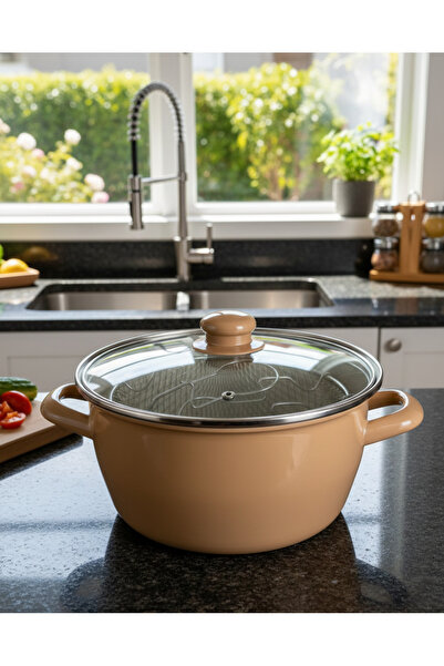 EmayeBurada Alev Emaye Colorful 22 cm Frying Pan Yogurt Pot Bakraç Cookware