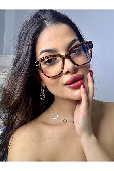 funeyes Echo Thick Leopard Cat Eye Angled Trend Unisex Mablue Light-Protectin...