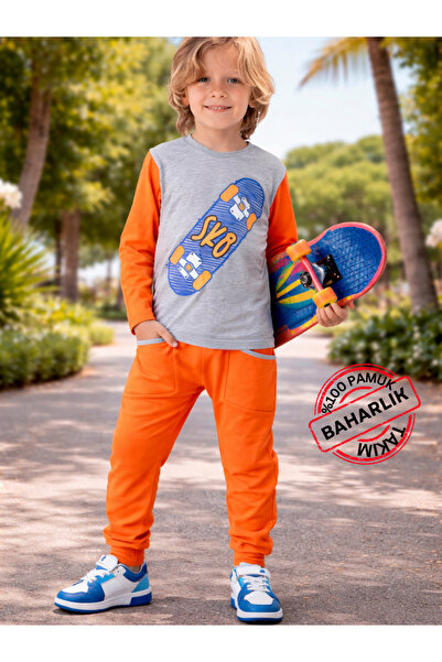 Casabony Set pantaloni portocalii largi pentru skateboard