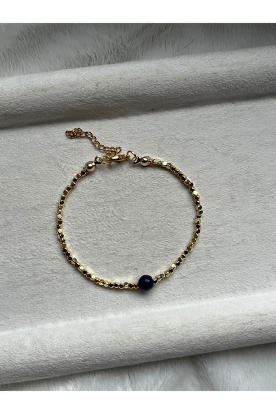 PelvedDesign Lapis Lazuli Doğal Taş Dorika Altın Kaplama El Yapımı Bileklik