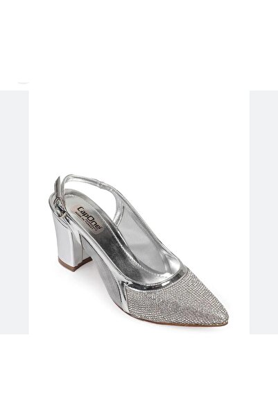 markasende Shewra Anthracite Women's Heeled Stone Mesh Open Back Shoes