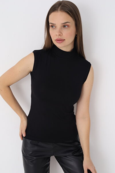 SIR İç Giyim Women's Black Sleeveless Turtleneck Body