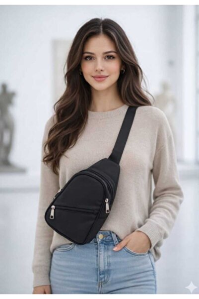 Sofia Siyah 3 Fermuarli Kadın Erkek Göğüs Ve Bel Yandan Çapraz