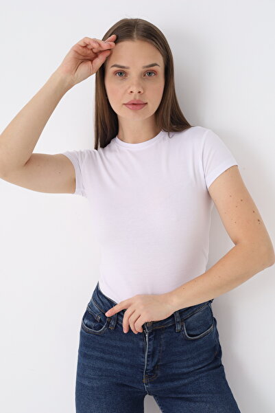 SIR İç Giyim Women's White Short Sleeve Crew Neck Body