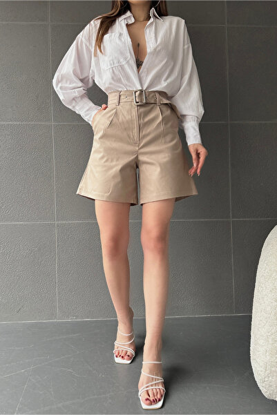 Fav Style Γυναικείο σορτς μαμά με ψηλόμεσο φαρδύ πόδι με ζώνη με διπλή τσέπη ...