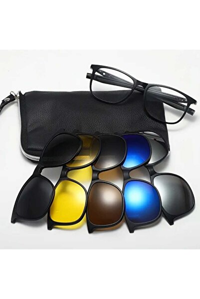 Barbarosshop Ayarlanabilir Güneş Gözlüğü Mıknatıslı 5+1 Çantalı Uniseks