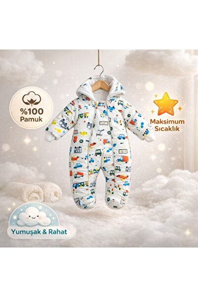 Hoptini Kozmonot / Astronot Araba Uçak Baskılı Bebek Mont Tulum Çift Fermuarl...