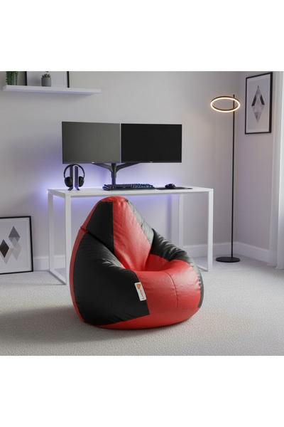 fluffy بين باج جلدي أسود وأحمر – راحة وأناقة في كل زاوية من منزلك