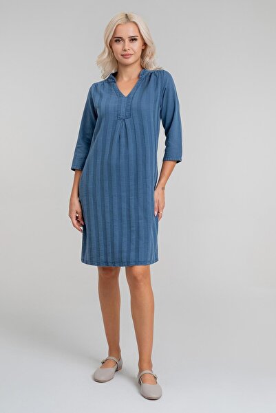 Bold & Young Rochie pentru femei cu buzunare, mâneci 3/4, fără îndoire în față, material reiat țesături din bumbac, combinație din bumbac, din material tip stofă Efsane Rochie IND