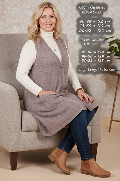 Laden سترة نسائية كبيرة الحجم من التريكو الخاص لربيع موسمي سترة طويلة من فرو ...