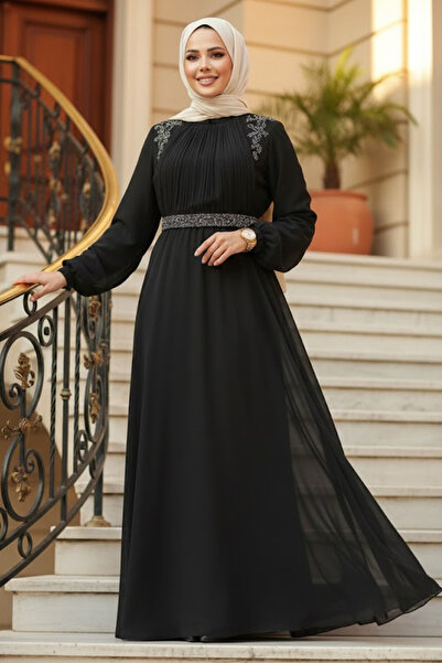 Neva Style Драпірована чорна сукня для вечірнього виходу 25879S