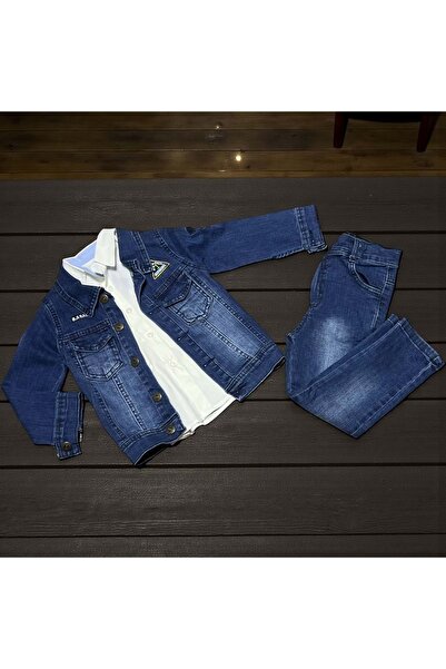 RYZE ÇOCUK SET TRIPLU DENIM CU CĂMAȘĂ, ALBASTRU MARIN