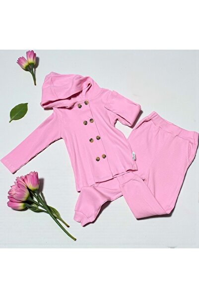 Necix's Hooded Twill Combed Cotton Double Set Pink