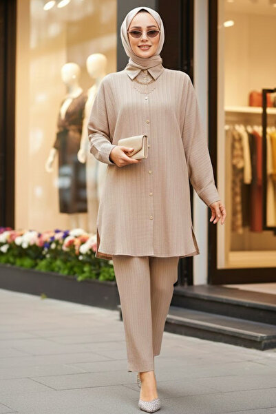 Neva Style Pleated Mink Hijab Double Suit 2817V