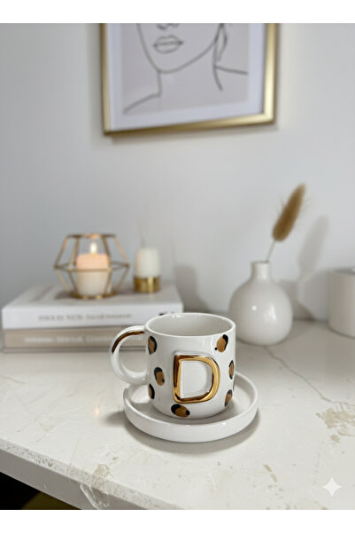Deniz Kızı Seramik Letter D Handmade Ceramic Cup