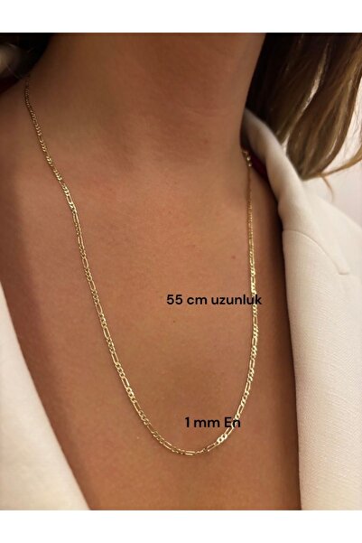 Butik XP 14k gold renk figaro zincir kolye 55 cm en 1mm