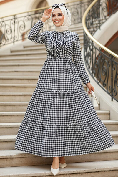 Neva Style فستان حجاب باللون الأزرق الداكن 2702L