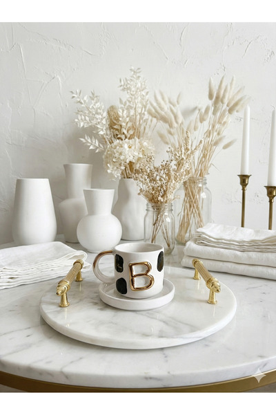 Deniz Kızı Seramik Letter B Handmade Ceramic Cup