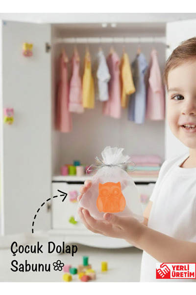 seyora Hayvan Figürlü Çilek Kokulu Dolap Sabunu –Baykuş Şekilli, Doğal Yağlı, Çocuk Elbise Dolabı İçin
