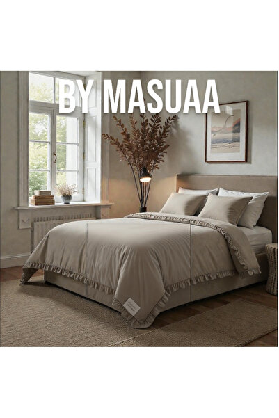 By Masuaa Double Ruffled Bedding Set and 2 Ruffled Pillowcases |   Without Sheets |   100% Cotton