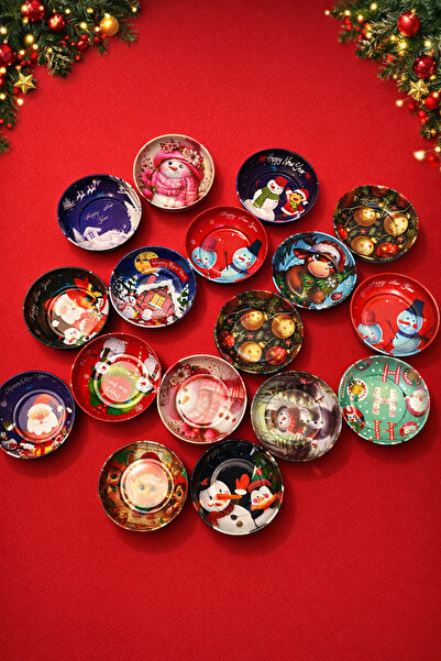 CHANCE GİFT Yılbaşı Temalı Çerezlik Metal Yılbaşı Dekoratif Kase Çizilmez Kararmaz ORTA BOY | RANDOM GÖNDERİM