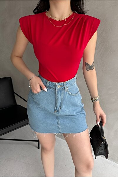 Fav Style Women's Crew Neck Padded Tank Top Red
