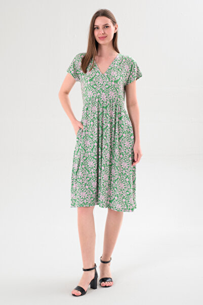 Kyron فستان فيسكوز نسائي بياقة على شكل حرف V / استخدام أنيق ومريح / اتجاه جدي...