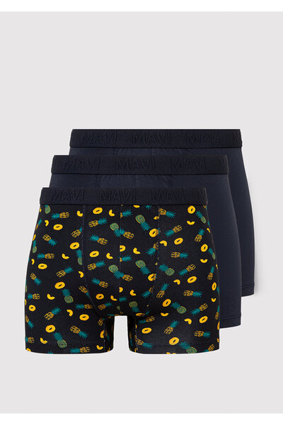 Mavi 3lü Baskılı Lacivert Boxer 0911909-70490