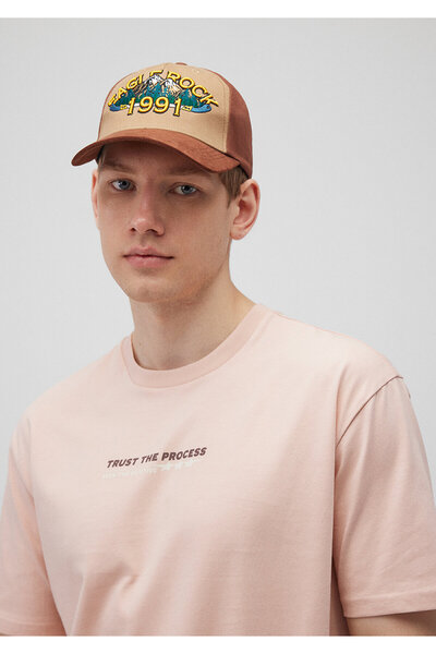 Mavi Baskılı Kahverengi Şapka 0911514-70202