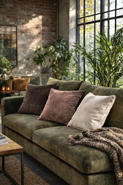 Alacastore Düz Renk 3 Lü Kadife Kırlent Kılıfı Seti