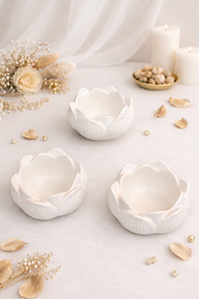 VOUN SCENTED CANDLE organic soy wax 3'lü Lotus Çiçeği Dekoratif Mumluk Set & ...